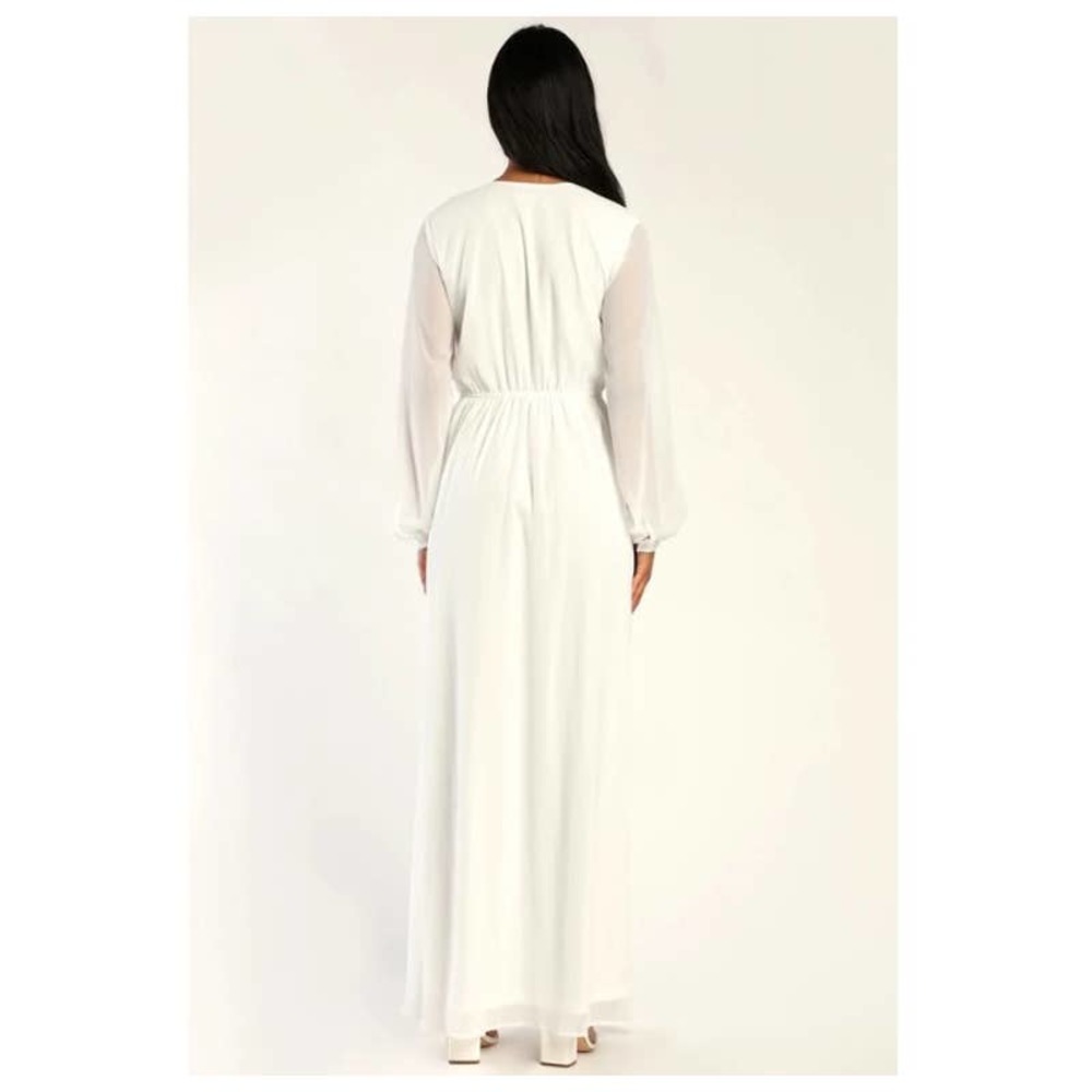 Lulu's Wondrous Water Lilies White Maxi Dress Size Large - Picture 3 of 14